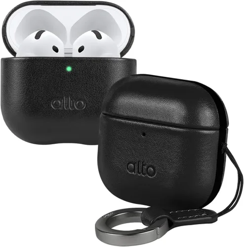Vista 11 de alto Funda de Cuero Italiano Compatible con AirPods Pro 2ª Generación 2022 Mujeres Hombres Carcasa Rígida Protectora Soporta Carga Inalámbrica LED