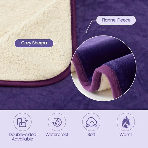Vista 3 de Manta impermeable para perro, manta a prueba de orina para mascotas con protección de 3 capas, protector reversible de sherpa y franela