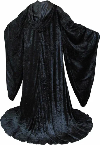 Vista 3 de Bata de terciopelo estilo Cosplay Hechicero con mangas y capucha con forro de satén