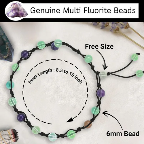 Vista 165 de Amazing Gemstone Crystal Anklet Ankle Bracelets for Women - Waterproof Beaded Healing Crystal Anklets, Plus Size Chakra Gemstone Bead Anklet