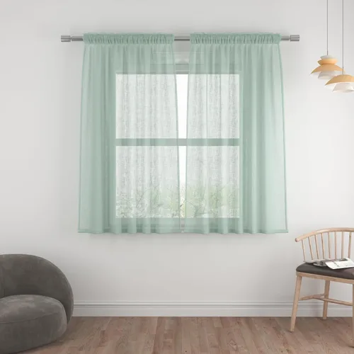 Vista 30 de UPOPO Paneles de Cortina Beige Pequeños Cortinas Transparentes de Gasa de 16 Pulgadas de Largo Cortinas de Cocina de Voile con Textura de Lino