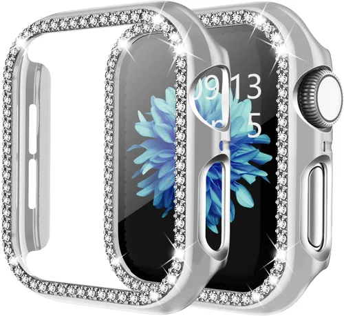 Vista 8 de Adepoy - Funda Compatible para Apple Watch de 1.496 Pulgadas Serie 3/2/1, con Brillantes, Funda Protectora con Marco de Pantalla para Mujer, Niña