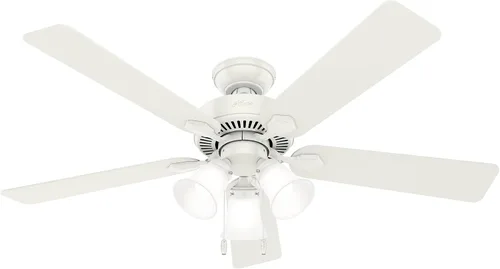 Vista 14 de Hunter Swanson 50885 - Ventilador de techo interior de 44 pulgadas con luces LED, ventilador de techo blanco con cadena de tracción
