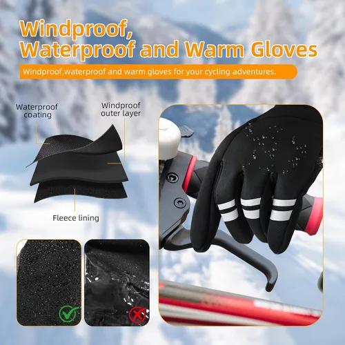 Vista 6 de Ryaco Guantes térmicos de invierno para hombres y mujeres, guantes cálidos con aislamiento para clima frío, impermeables, pantalla táctil