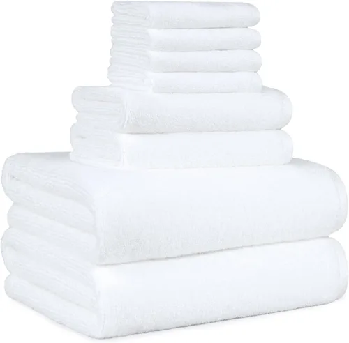 Vista 14 de Amazon Basics 2 toallas de baño de gran tamaño de secado rápido, 100% algodón, color blanco, de 62 x 30 pulgadas