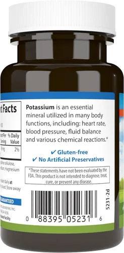 Vista 3 de Carlson Potasio, 99 mg, Salud nerviosa, Función muscular, 100 tabletas