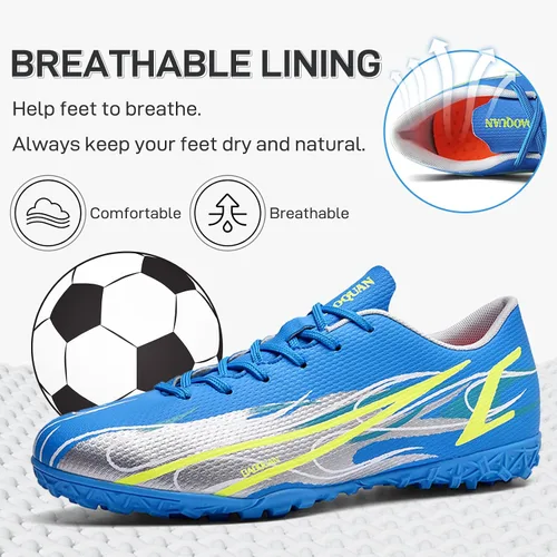 Vista 3 de Zapatos de fútbol para hombre, botines de fútbol atléticos, de alta calidad, transpirables, antideslizantes, para exteriores, para entrenamiento