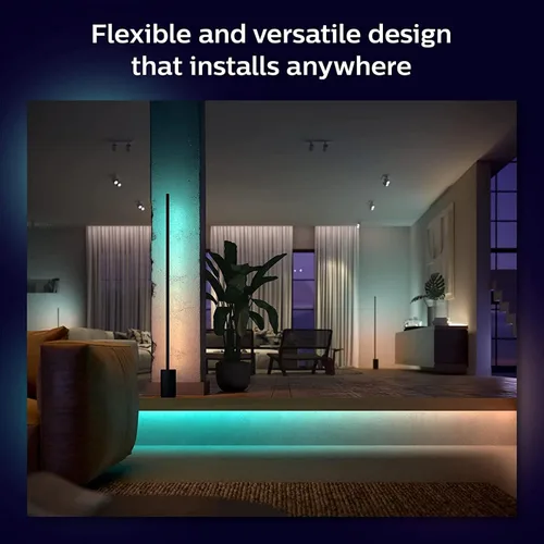Vista 3 de Philips Hue Kits de base de tira de luz LED inteligente para interiores de 6 pies con enchufes, efecto multicolor fluido, paquete de 2, control