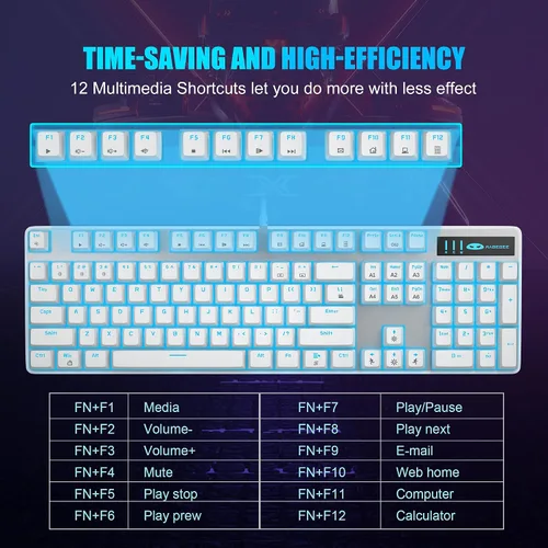 Vista 5 de MageGee Teclado Mecánico para Juegos, Teclado USB con Cable con Retroiluminación Ajustable, Nuevos Teclados Mecánicos Storm 100% Anti-ghosting
