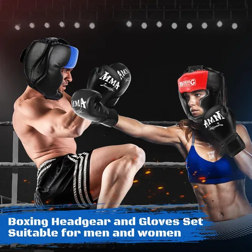 Vista 6 de YORWHIN Sparring Head Guard with Gloves - Boxing Safety Headgear for MMA, Kickboxing, Muay Thai & Boxing - Adult & Kids