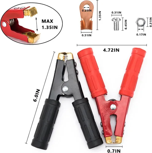 Vista 4 de HerMia 800A Heavy Duty Puente De Cobre Puente Cables Boost Abrazadera Cargador De Batería De Coche Abrazaderas (2 PCS)