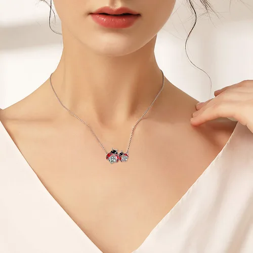 Vista 2 de POPLYKE Collar de rana, zorro, mariquitamariposa, joyería para mujer, plata de ley, regalos para el día de la madre, para mamá, hija, esposa