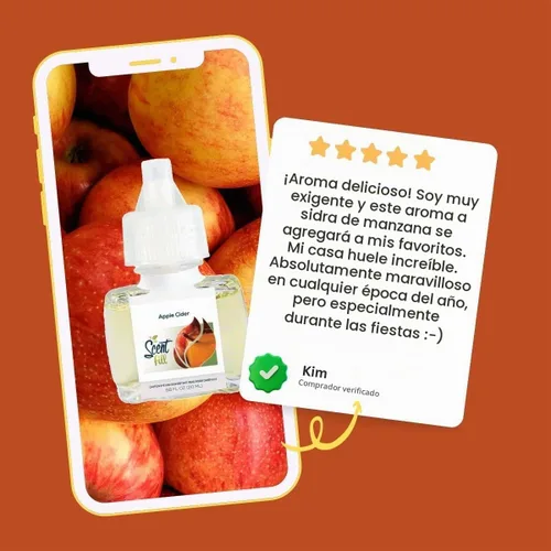 Vista 6 de Scent Fill Ambientador enchufable de sidra de manzana, repuestos de aceite perfumado, 2 recambios + difusor