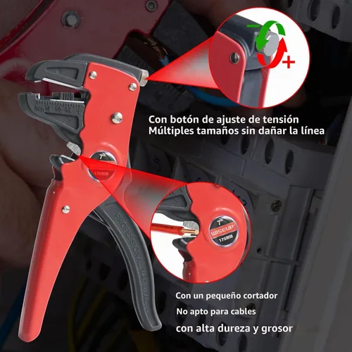 Vista 3 de WISEUP Pelacables y cortador automático de tiras rápidas, alicates de punta de águila (7 pulgadas), cortador de cables 2 en 1 para cables