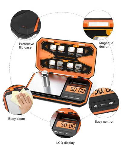 Vista 7 de AMIR Báscula digital de bolsillo, báscula de alta precisión de 17.64 oz x 0.00 oz con pantalla LCD, báscula digital de alimentos con función