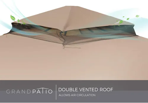 Vista 4 de Grand Patio Toldo de repuesto para cenador de exteriores de 10 x 13 pies, toldo de poliéster PA de doble nivel, toldo de refugio anti-UV con red