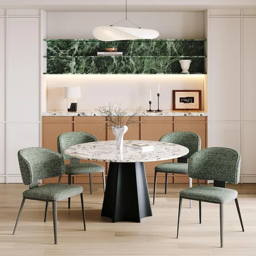 Vista 3 de Juego de 2 sillas de comedor, sillas de comedor de tela con marco Verde