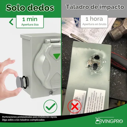 Vista 5 de Caja de entrada de generador preperforada de 30 amperios y cable