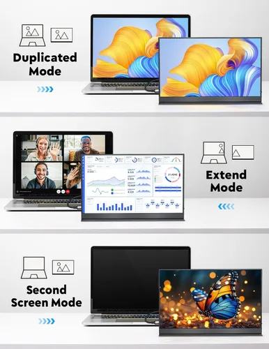 Vista 5 de HONGO Monitor portátil con soporte 15.6 pulgadas, extensor de pantalla para portátil 1080P FHD para USB C hdmi pantalla portátil Vesa compatible
