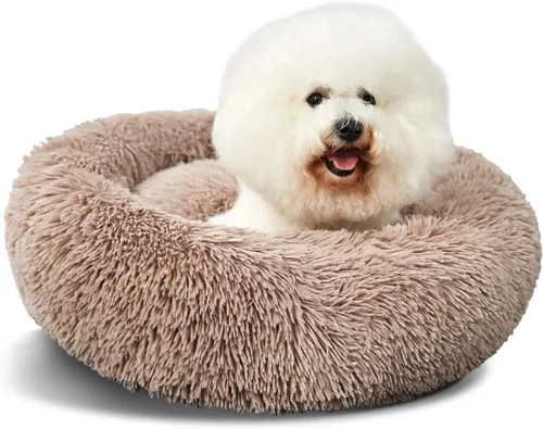 Vista 17 de ANWA - Cama redonda para perro mediano, lavable, cama tipo dona para perro grande, cómoda, acogedora y relajante