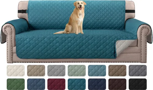 Vista 63 de H.VERSAILTEX Funda de sofá resistente al agua para sofá de 3 cojines, reversible, protector de muebles acolchado con correa elástica, funda de sofá