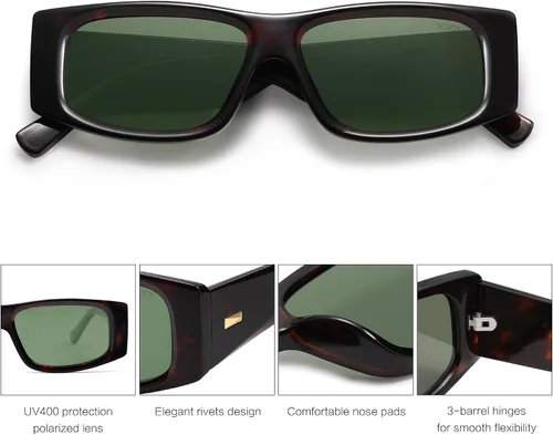 Vista 12 de SOJOS Gafas de sol polarizadas rectangulares Y2K de moda para mujeres y hombres, gafas de sol rave de diseñador de moda SJ2228