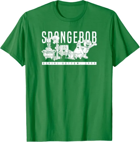 Vista 4 de Bob Esponja Vintage Group Simple Logo Camiseta, Negro