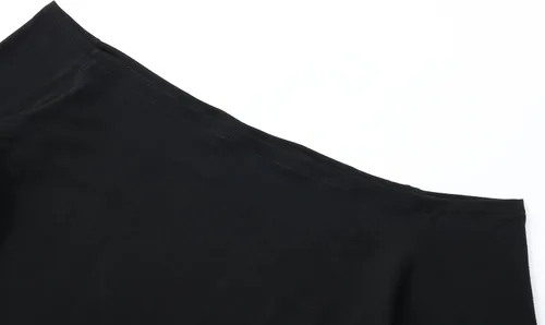 Vista 5 de OThread & Co. Blusa corta de manga corta con hombros descubiertos para mujer, cómoda, básica, con capa elástica