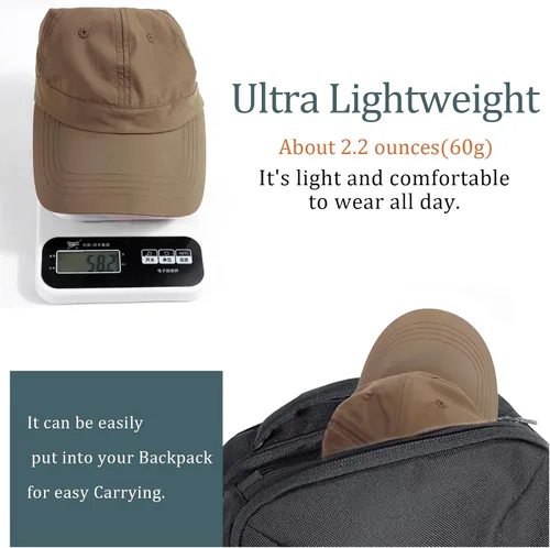 Vista 25 de Gorra de béisbol impermeable para hombre, sombrero de lluvia plegable para correr al aire libre, sombrero de pesca solar