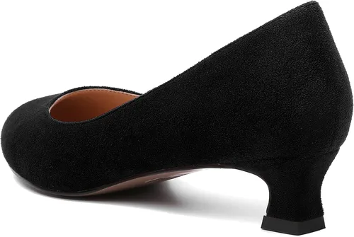 Vista 7 de MERRORI Zapatos de vestir de gamuza con punta redonda para mujer, color liso, casual, para oficina, gatito, tacón bajo, 1.5 pulgadas