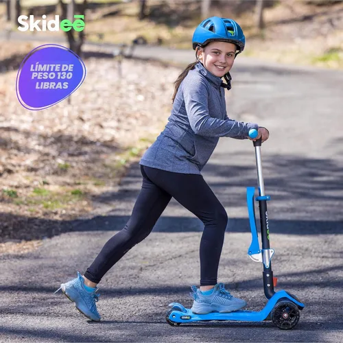 Vista 6 de SKIDEE Kick Scooter for Kids Ages 3-5 Foldable 3 Wheel Scooter with Lean-to-Steer, Adjustable Height, Removable Seat & LED Light Wheels Toddler