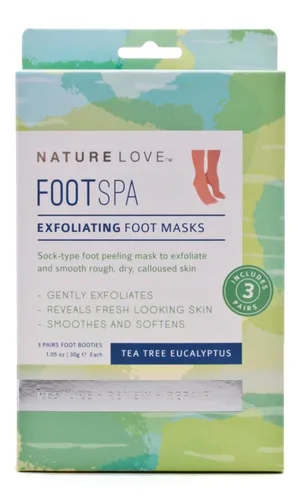 Vista 7 de Nature Love - Mascarilla exfoliante para pies Menta lavanda exfolia suavemente Sin parabenos (3 pares)