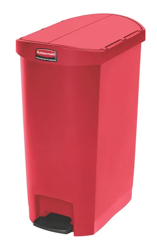 Vista 50 de Rubbermaid Commercial Products - Bote de basura Streamline Slim con pedal Papelera de plástico, 4 galones (15 litros), color rojo, con manos