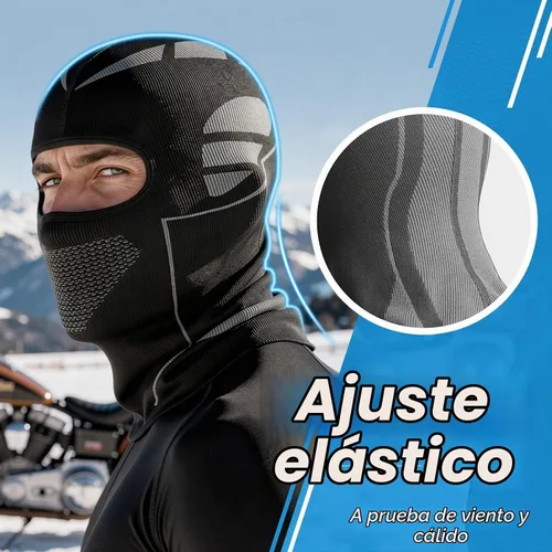 Vista 3 de Máscara de esquí y motocicleta estilo mecánico, pasamontañas resistentes al viento, cara completa con orificios de ventilación, apta para casco