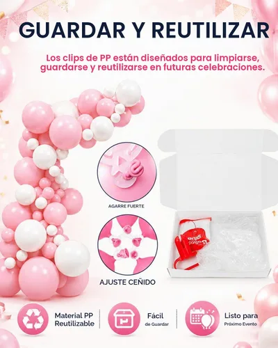Vista 8 de Tinabless Balloon Arch Clips Set, 80 Reusable Balloon Clips with Tying Tool Balloon Clip Sets - 80pcs