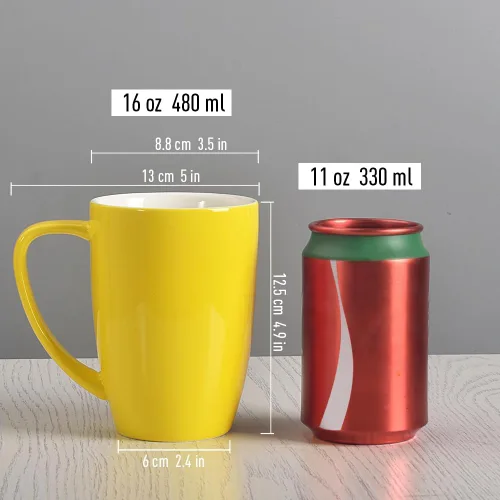 Vista 8 de homEdge Juego de tazas de porcelana, taza de 16 onzas para té, latte, moca, chocolate caliente, juego de 6, colores surtidos