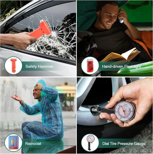 Vista 7 de Kit de Emergencia en Carretera para Automóvil, Kits Esenciales de Asistencia de Emergencia en Carretera para Seguridad de Vehículos Automotrices