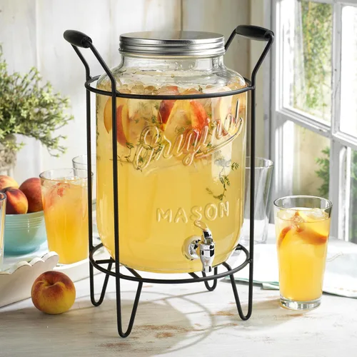 Vista 6 de Paquete de 2 dispensadores de bebidas de 2 galones para fiestas, dispensadores de bebidas para fiestas, dispensadores de bebidas originales Mason