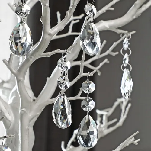 Vista 2 de H & D Bola de vidrio Prismas – Lámpara de techo con brazos, piezas de repuesto Teardrop Chandelier Crystal Glass Pendants Beads 20 Pcs Set for