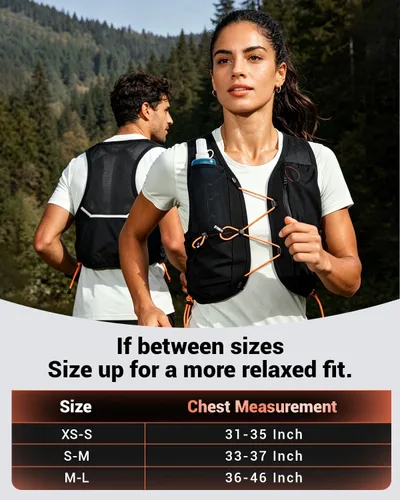 Vista 4 de Chaleco para correr para mujeres y hombres, chaleco de hidratación con Negro