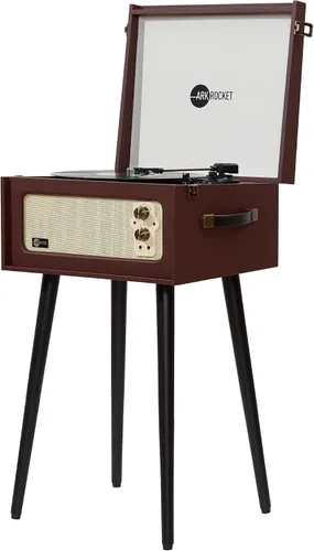 Vista 14 de Arkrocket Discovery II Tocadiscos retro de 3 velocidades con Bluetooth, consola con altavoces integrados y patas extraíbles (negro)