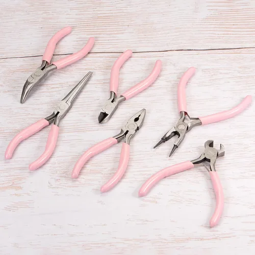 Vista 6 de HARFINGTON Alicates de precisión laterales de corte diagonal de 4.5 pulgadas con mango de plástico rosa para manualidades, fabricación de joyas