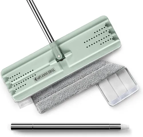 Vista 10 de JOYMOOP Trapeador plano, trapeadores de microfibra para limpieza de pisos y limpiador de paredes, trapeadores de 50 pulgadas con cabeza plana de 13