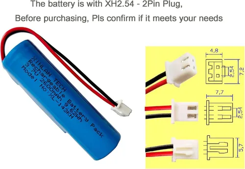 Vista 7 de XINLANTECH 3.7V 2600mAh 18650 Batería recargable de iones de litio con conector Jst XH2.54/2P cables de enchufe para electrónica de bricolaje