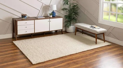 Vista 3 de Unique Loom Felt Ball Collection - Alfombra de área (8 x 10 pies, rectangular, marfil)