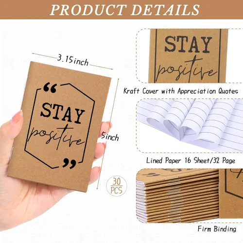 Vista 2 de Fulmoon - 30 cuadernos pequeños inspiradores a granel, cuadernos de bolsillo motivacionales para mujeres, regalos de afirmación de profesores, a