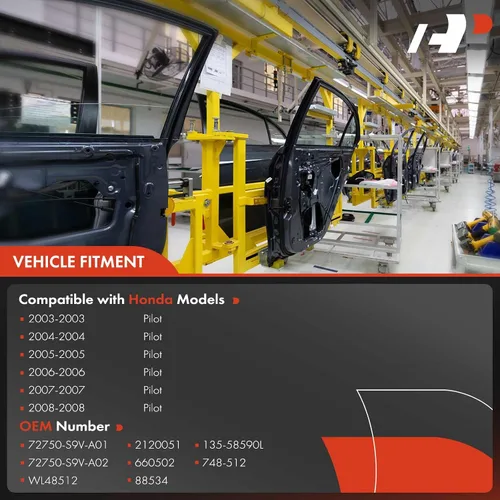 Vista 3 de A-Premium Regulador de Ventanilla Eléctrico con Motor Compatible con Honda Pilot 2003-2008 Trasero Izquierdo Lado del Conductor