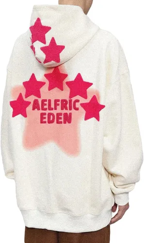 Vista 2 de Aelfric Eden Men's Vintage Oversized Star Graphic Print Hoodie Streetwear Zip-Up Hoodies Sweatshirt Casual Hooded