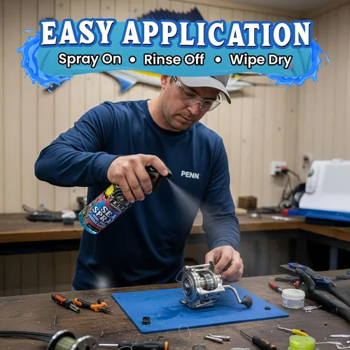 Vista 3 de Salty Captain Sea Spray – Limpiador de carretes de pesca 16.9 fl oz – Removedor de sal para cañas, carretes y aparejos – Previene el óxido