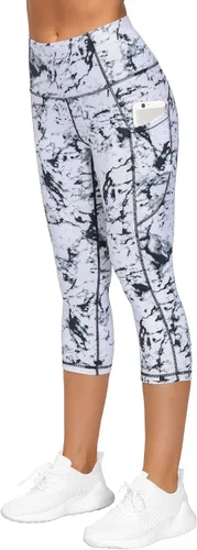 Vista 4 de The Gym People - Pantalones deportivos gruesos de tiro alto, con bolsillos y control de abdomen, leggings para entrenar, correr, hacer yoga
